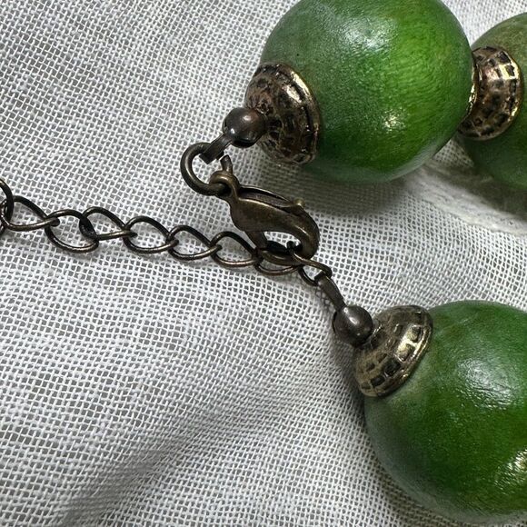 VTG 1970’s Wooden Mega Ombré Bead Choker Necklace Marble Glazed - Picture 4 of 4